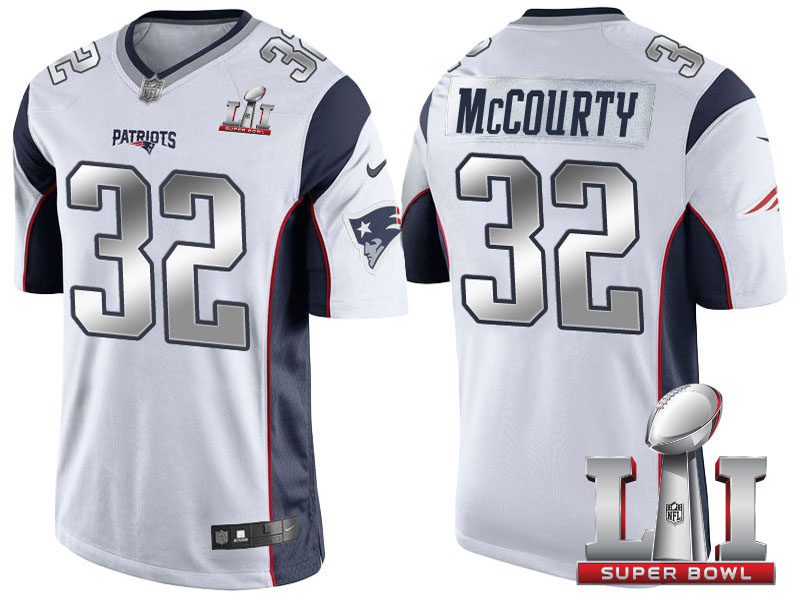 New England Patriots #32 Devin McCourty White 2017 Super Bowl LI Silver Limited Jersey