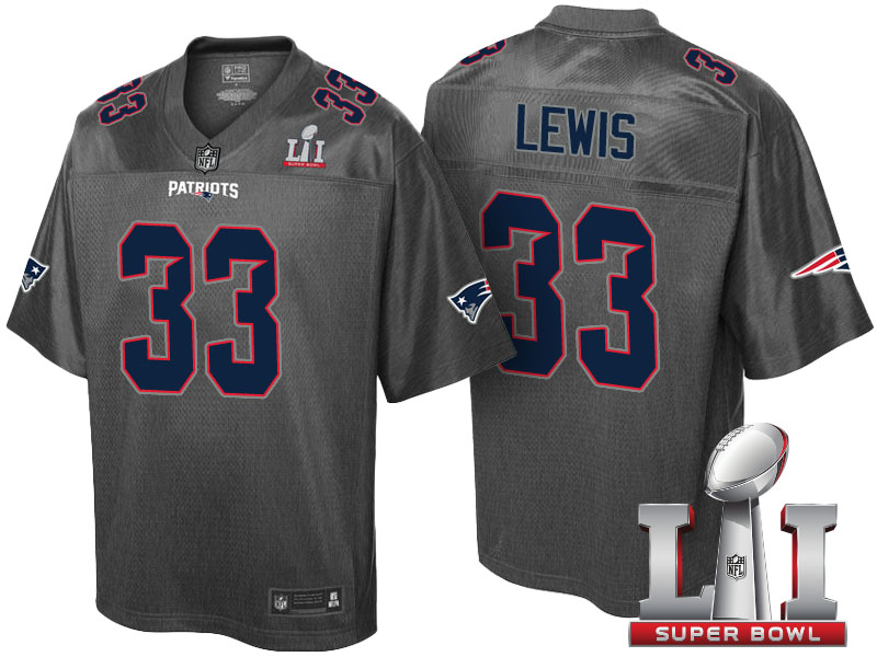 New England Patriots #33 Dion Lewis Gray Super Bowl LI Stronghold Fashion Jersey