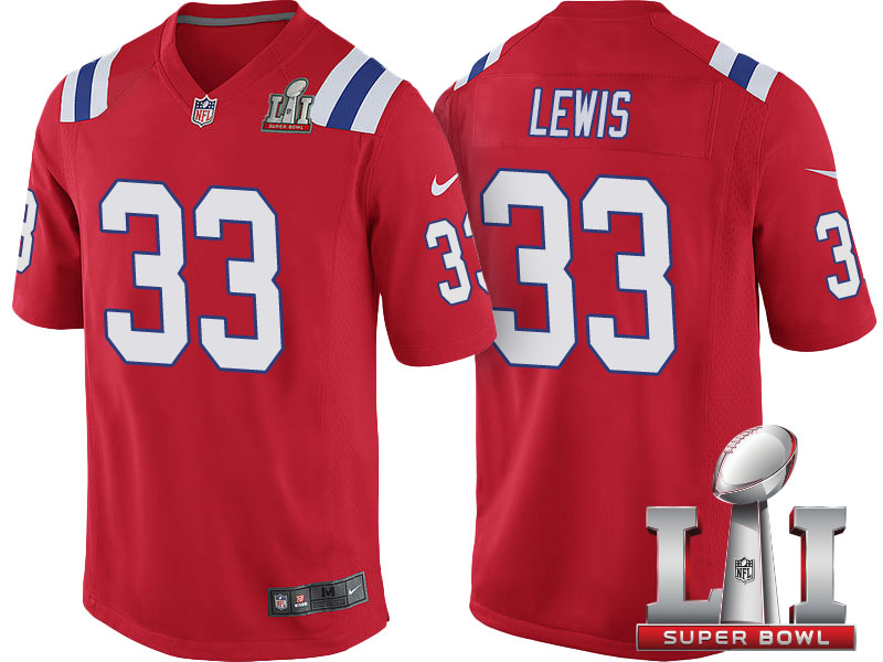 New England Patriots #33 Dion Lewis Red Super Bowl LI Jersey