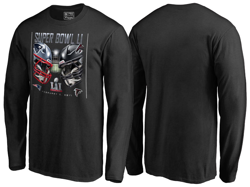 Falcons vs. Patriots  Black Super Bowl LI Dueling Matchup Long Sleeve T-Shirt