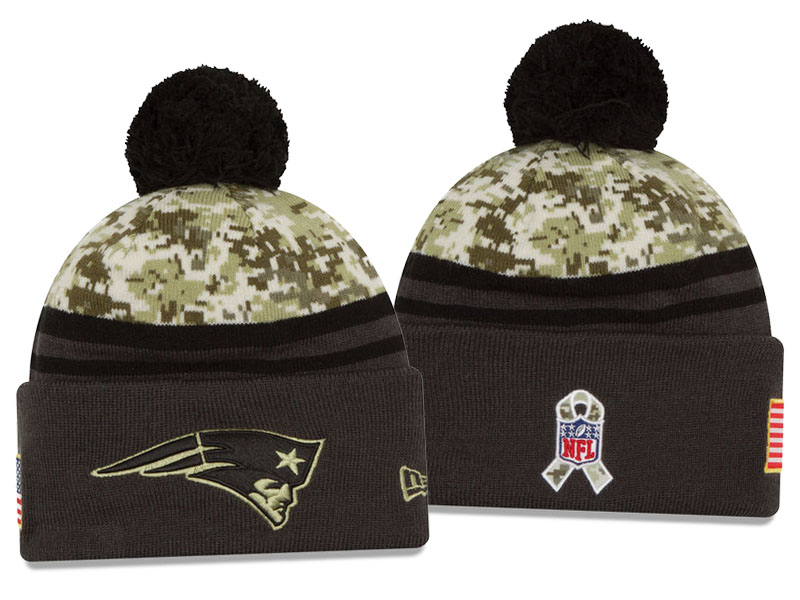 New England Patriots Graphite New Era Camo Salute To Service Knit Hat For Veterans Day