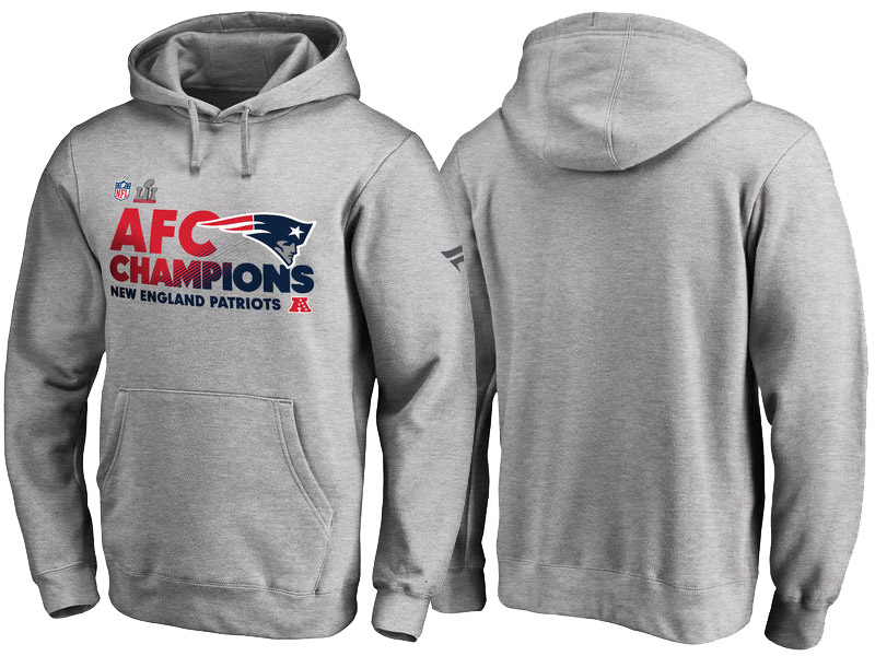 New England Patriots Gray 2016 AFC Conference Champions Trophy Collection Locker Room Hoodie