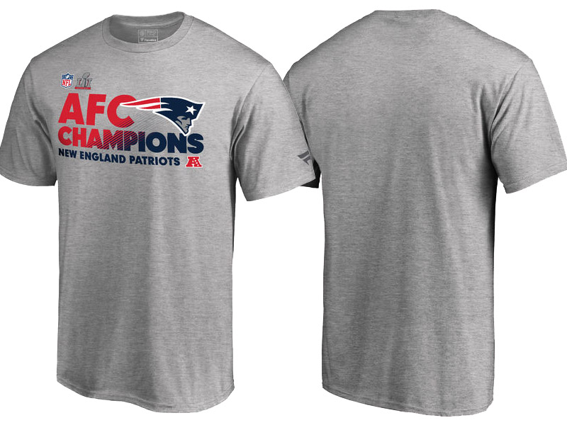 New England Patriots Gray 2016 AFC Conference Champions Trophy Collection Locker Room T-Shirt