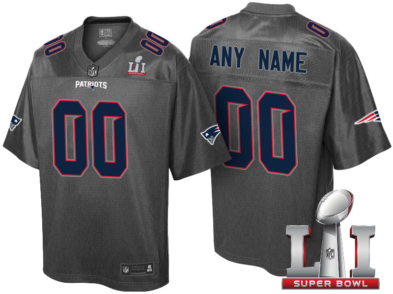 New England Patriots Gray Super Bowl LI Stronghold Fashion Custom Jersey