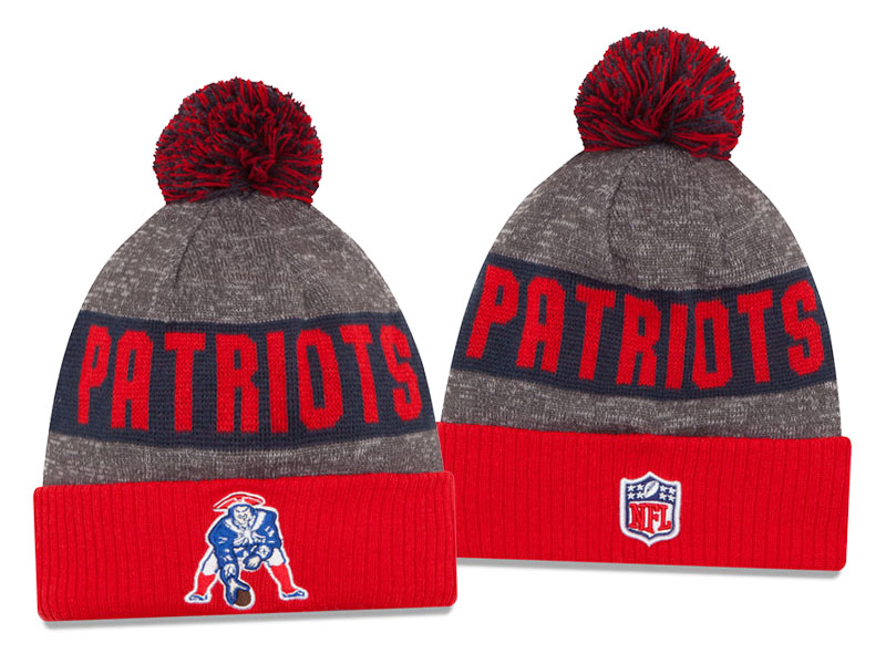 Christmas Gift -  New England Patriots Gray Red New Era 2016 Sideline Sport Pom Winter Knit Hat 