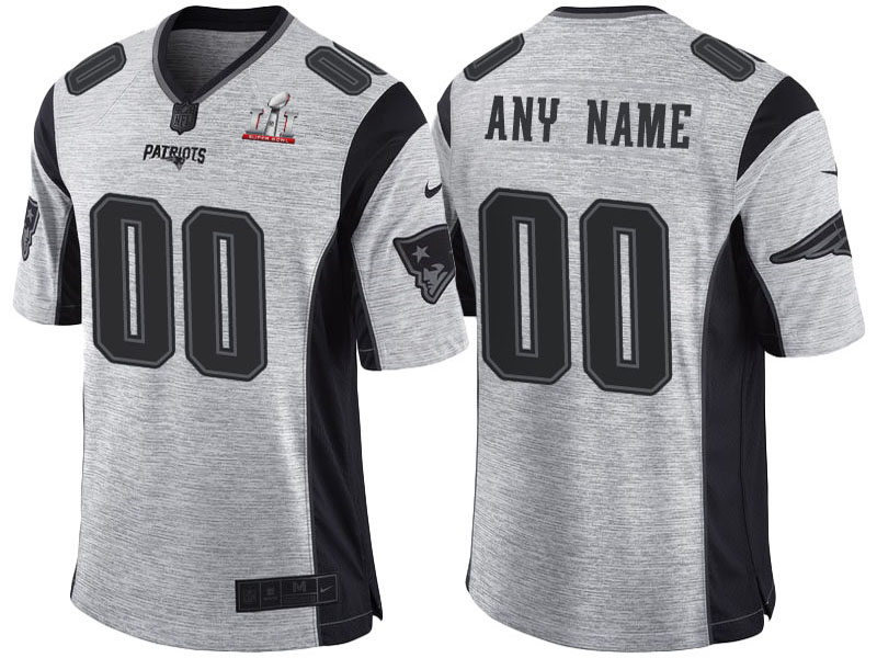 New England Patriots Super Bowl LI Champions Gridiron Gray II Limited Custom Jersey