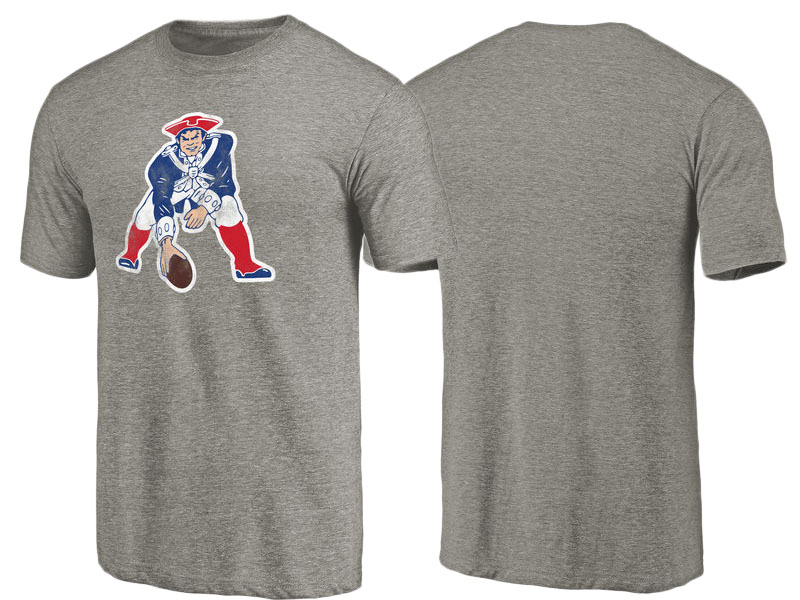 New England Patriots Heathered Gray Throwback Logo Tri-Blend Short Sleeve T-Shirt