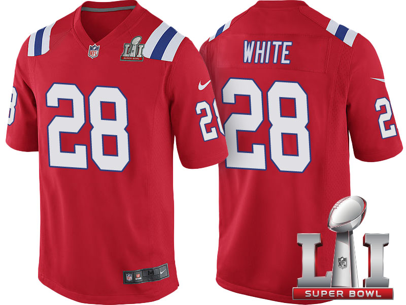 New England Patriots #28 James White Red Super Bowl LI Jersey