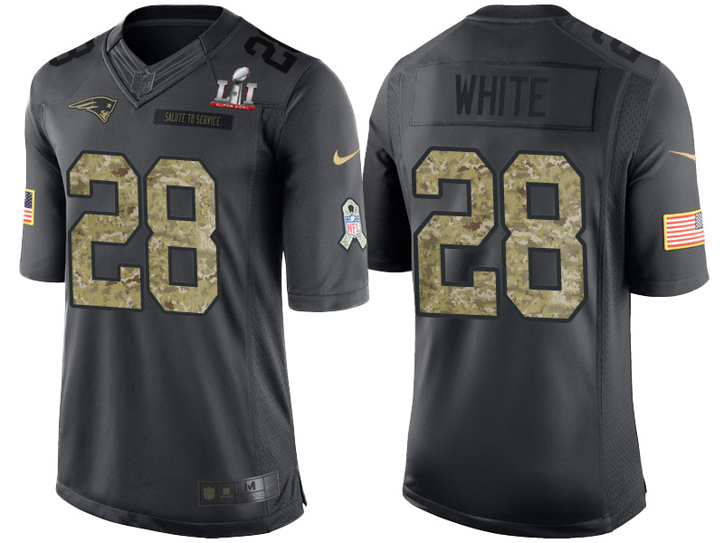 New England Patriots #28 James White Anthracite Super Bowl LI Champions Salute to Service Limited Jersey