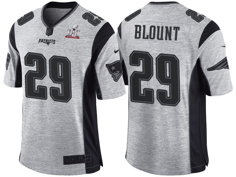 New England Patriots #29 LeGarrette Blount Super Bowl LI Champions Gridiron Gray II Limited Jersey