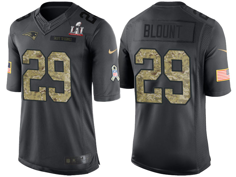 New England Patriots #29 LeGarrette Blount Anthracite Super Bowl LI Champions Salute to Service Limited Jersey