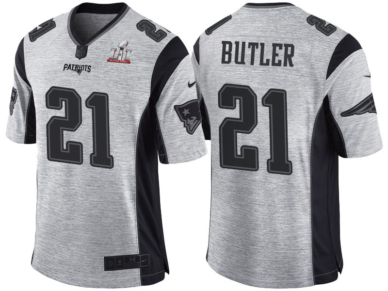 New England Patriots #21 Malcolm Butler Super Bowl LI Champions Gridiron Gray II Limited Jersey