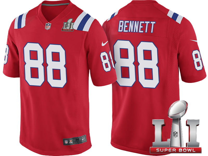 New England Patriots #88 Martellus Bennett Red Super Bowl LI Jersey