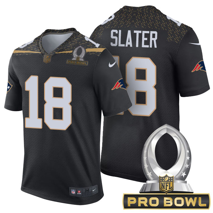 New England Patriots #18 Matthew Slater Black 2016 Pro Bowl Game Jersey