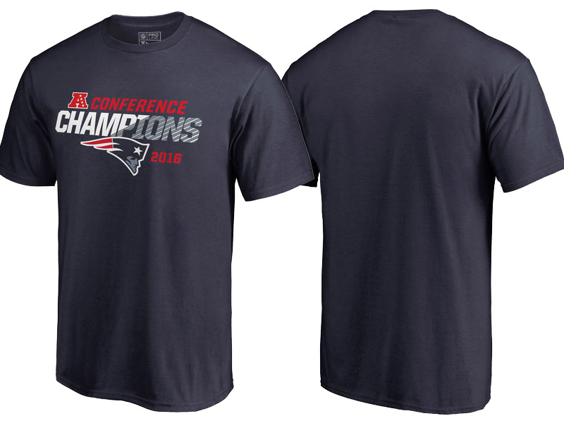 New England Patriots Navy 2016 AFC Conference Champions Striped T-Shirt