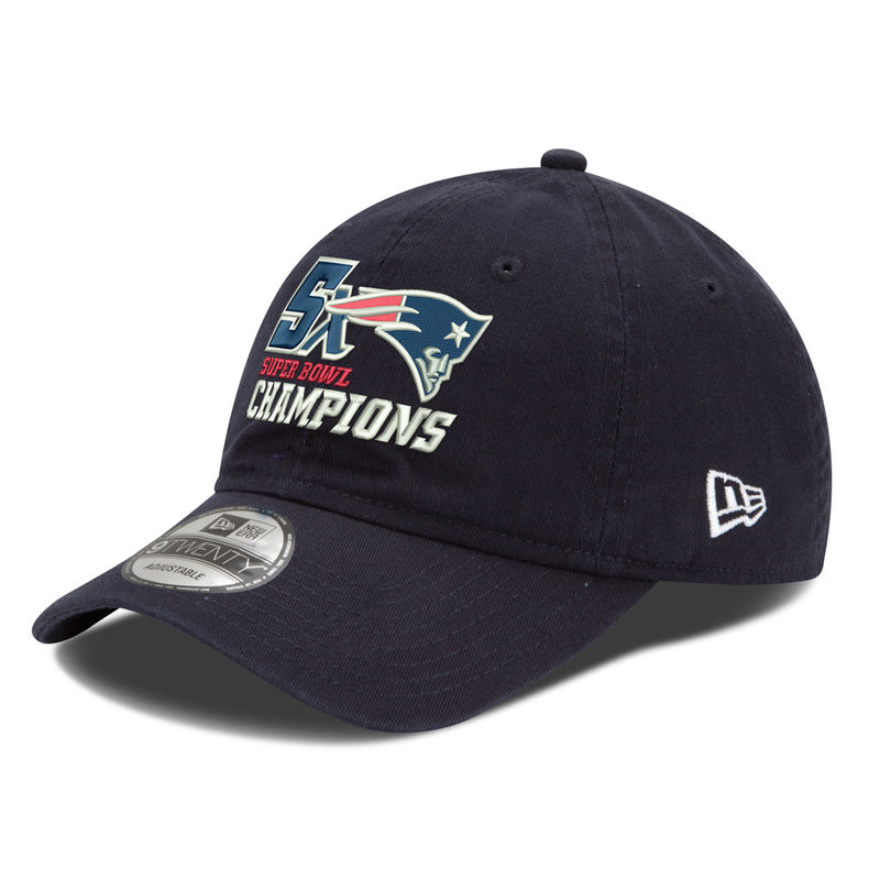 Super Bowl LI Champions New England Patriots Navy 5-Time Super Bowl Champions 9TWENTY Adjustable Hat