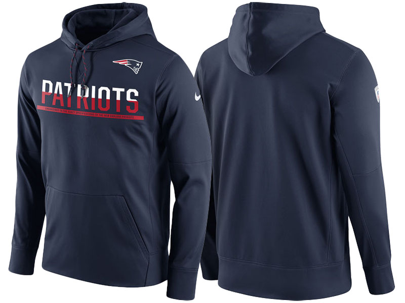 New England Patriots Navy Circuit Thermafit Sideline Warm Pullover Performance Hoodie