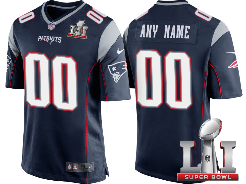 2017 Super Bowl LI New England Patriots Navy Custom Game Jersey