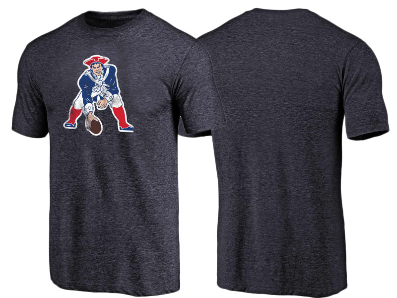 New England Patriots Navy Throwback Logo Tri-Blend Short Sleeve T-Shirt