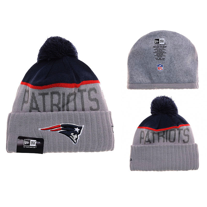 Men's New England Patriots New Era Gray Sport Knit Hat With Pom