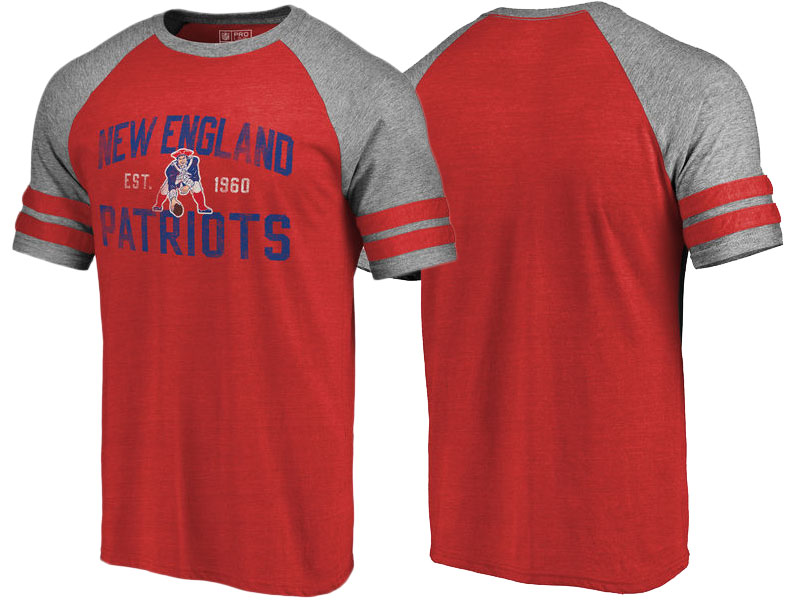 New England Patriots Red Refresh Tenacity Retro Raglan Tri-Blend T-Shirt