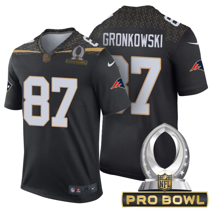 New England Patriots #87 Rob Gronkowski Black 2016 Pro Bowl Game Jersey