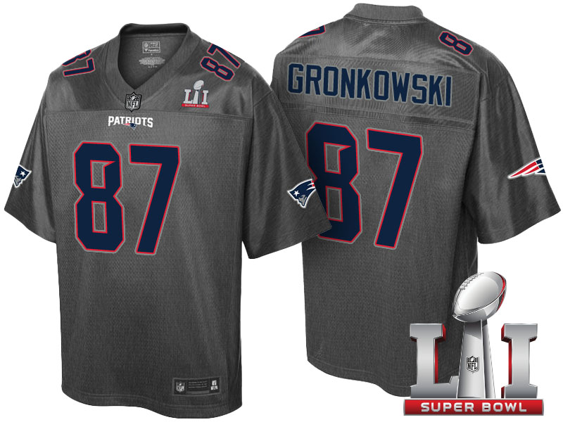 New England Patriots #87 Rob Gronkowski Gray Super Bowl LI Stronghold Fashion Jersey