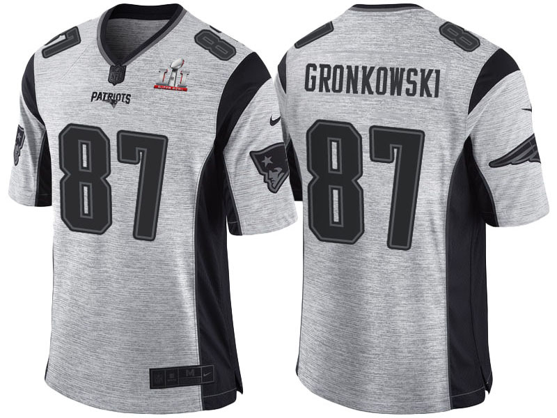 New England Patriots #87 Rob Gronkowski Super Bowl LI Champions Gridiron Gray II Limited Jersey