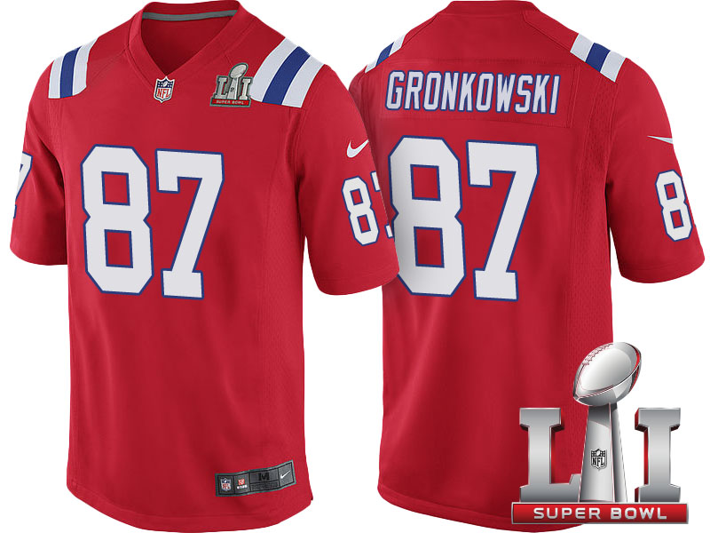 New England Patriots #87 Rob Gronkowski Red Super Bowl LI Jersey