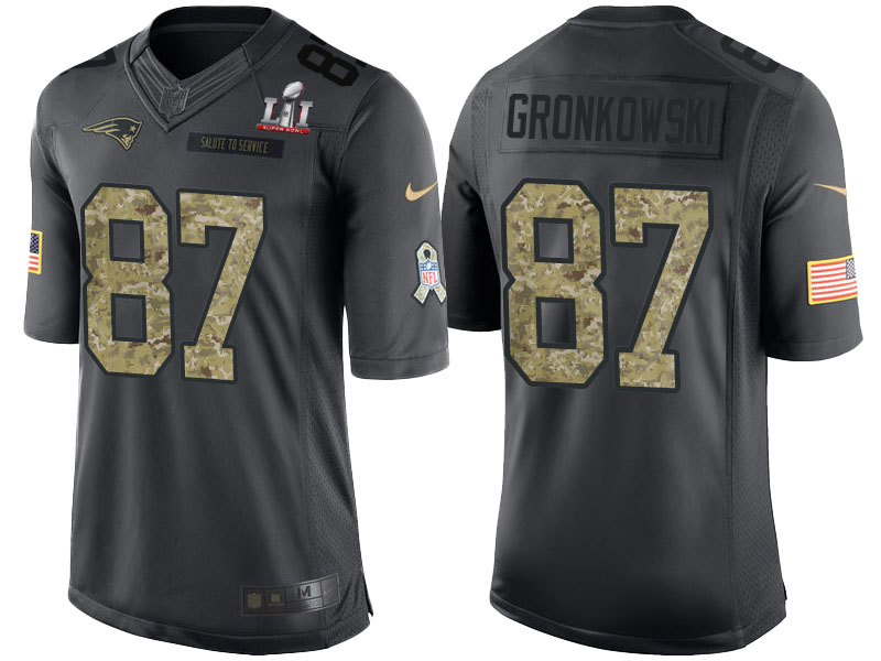 New England Patriots #87 Rob Gronkowski Anthracite Super Bowl LI Champions Salute to Service Limited Jersey