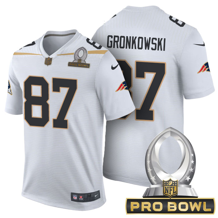 New England Patriots #87 Rob Gronkowski White 2016 Pro Bowl Game Jersey