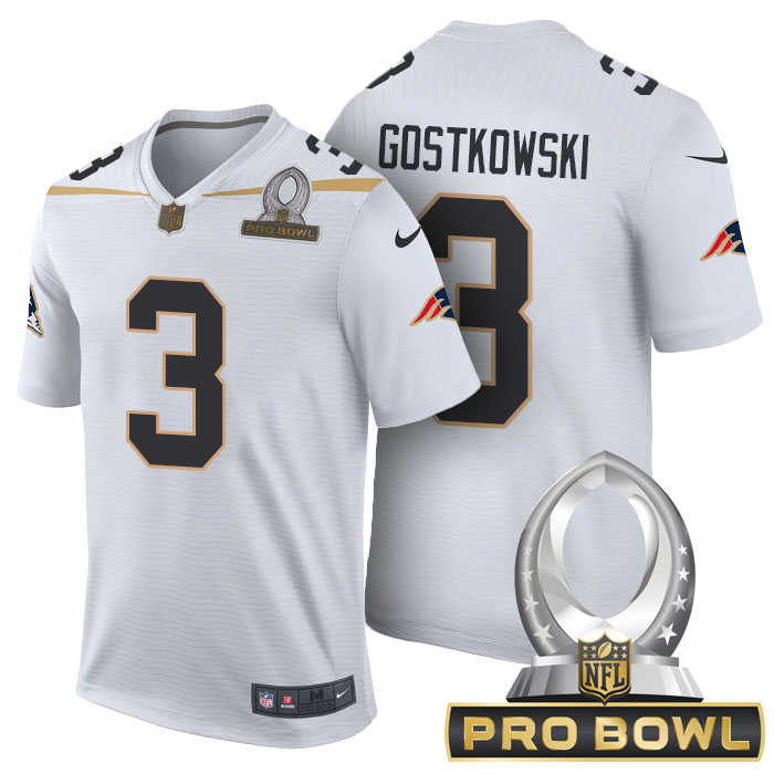 New England Patriots #3 Stephen Gostkowski White 2016 Pro Bowl Game Jersey