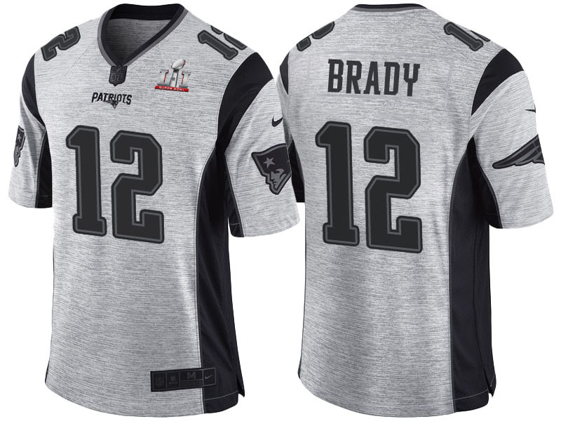 New England Patriots #12 Tom Brady Super Bowl LI Champions Gridiron Gray II Limited Jersey