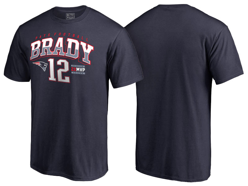 New England Patriots Tom Brady Navy Name & Number Fanatic Fans T-Shirt