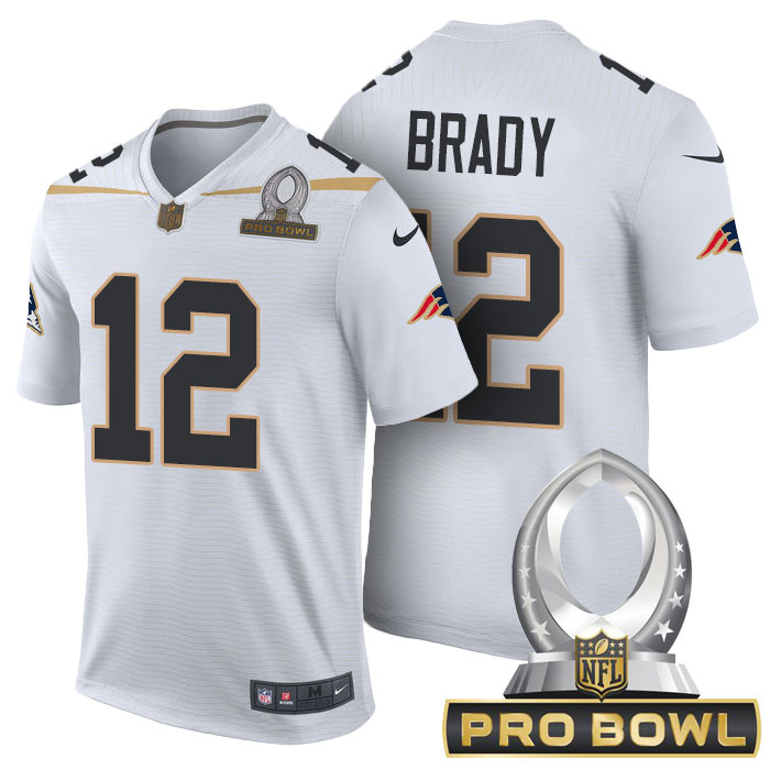 New England Patriots #12 Tom Brady White 2016 Pro Bowl Game Jersey