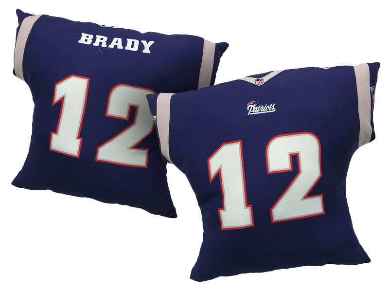 New England Patriots #12 Tom Brady Navy Blue 2016 Chrismas Day Name & Number Pillow