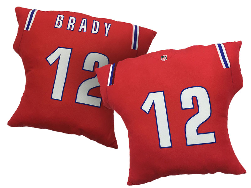 New England Patriots #12 Tom Brady Red 2016 Chrismas Day Name & Number Pillow