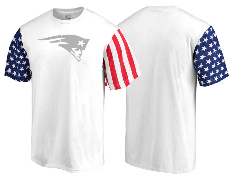 New England Patriots White Independence Day Stars & Stripes T-Shirt