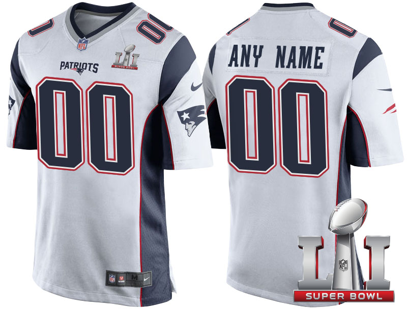 2017 Super Bowl LI New England Patriots White Custom Game Jersey