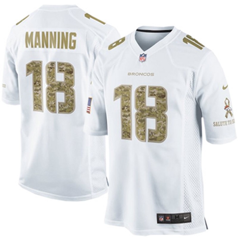 Men's Denver Broncos #18 Peyton Manning Nike White Salute To Service Jersey