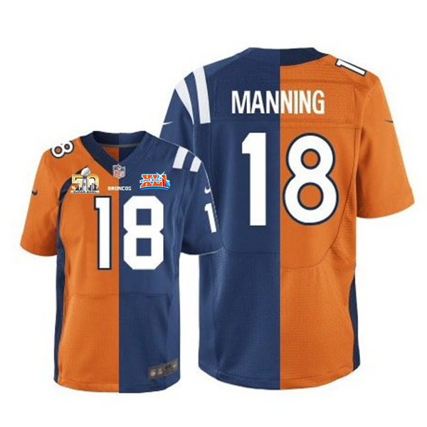 Peyton Manning #18 Denver Broncos/Colts Home Super Bowl 50/XLI Elite Two Tone Jersey