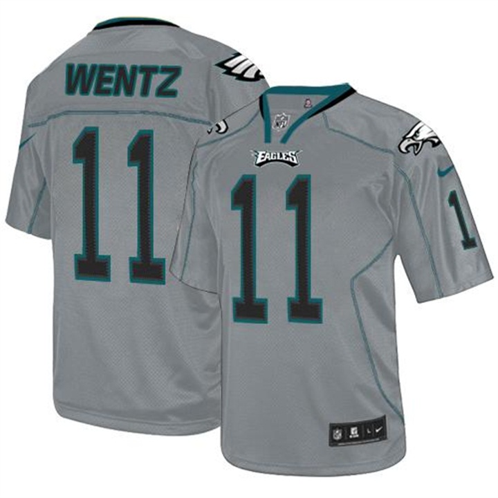 Philadelphia Eagles #11 Carson Wentz Gray Lights Out Jersey