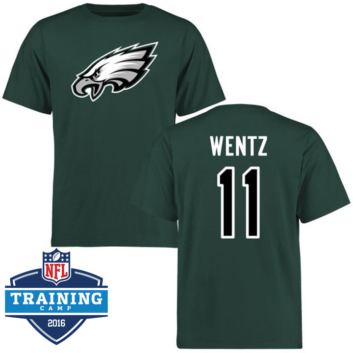 Philadelphia Eagles #11 Carson Wentz Green Logo Name & Number T-shirt