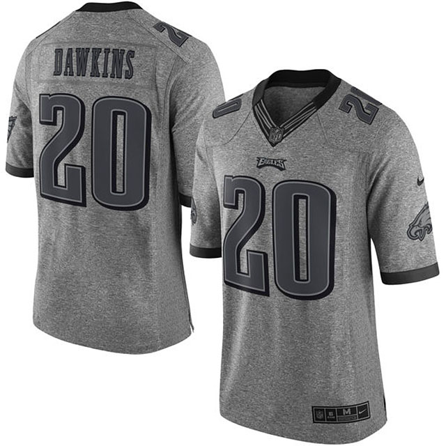 Men's Philadelphia Eagles #20 Brian Dawkins Gridiron Gray Limited Jersey