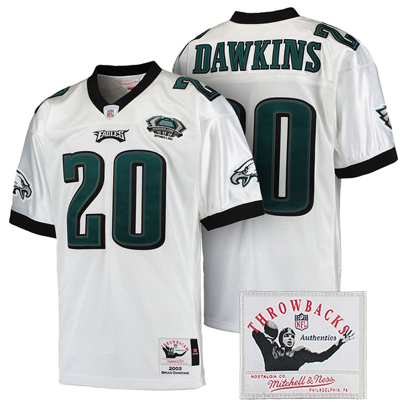 Philadelphia Eagles #20 Brian Dawkins White Authentic Throwback Jersey