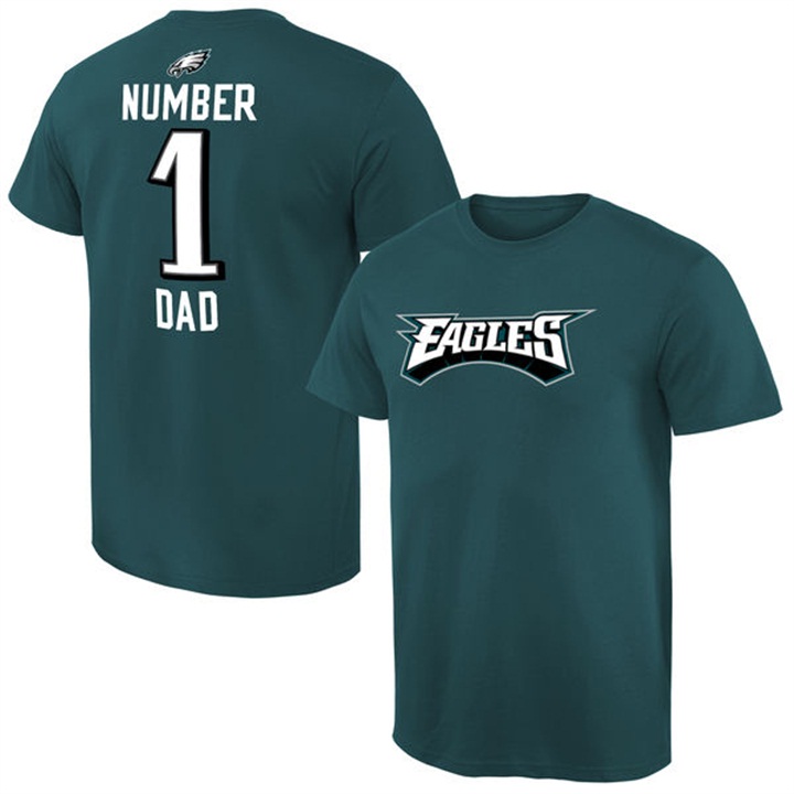 Philadelphia Eagles Green Number 1 Dad Name & Logo Pro Line T-Shirt