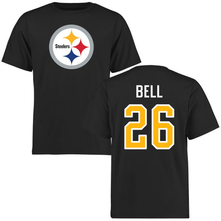 Pittsburgh Steelers #26 Le'Veon Bell Name & Number Black Logo T-shirt