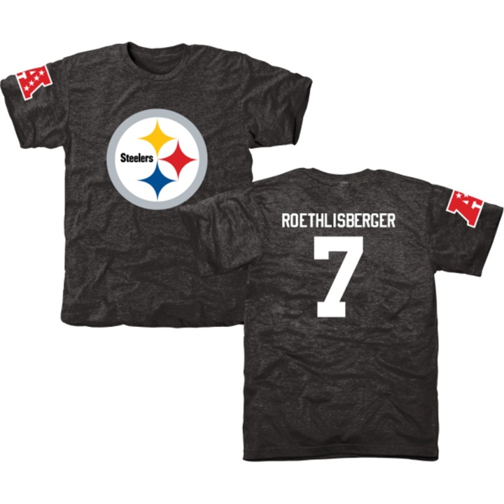 Pittsburgh Steelers #7 Ben Roethlisberger Black Name & Number Tri-Blend T-shirt