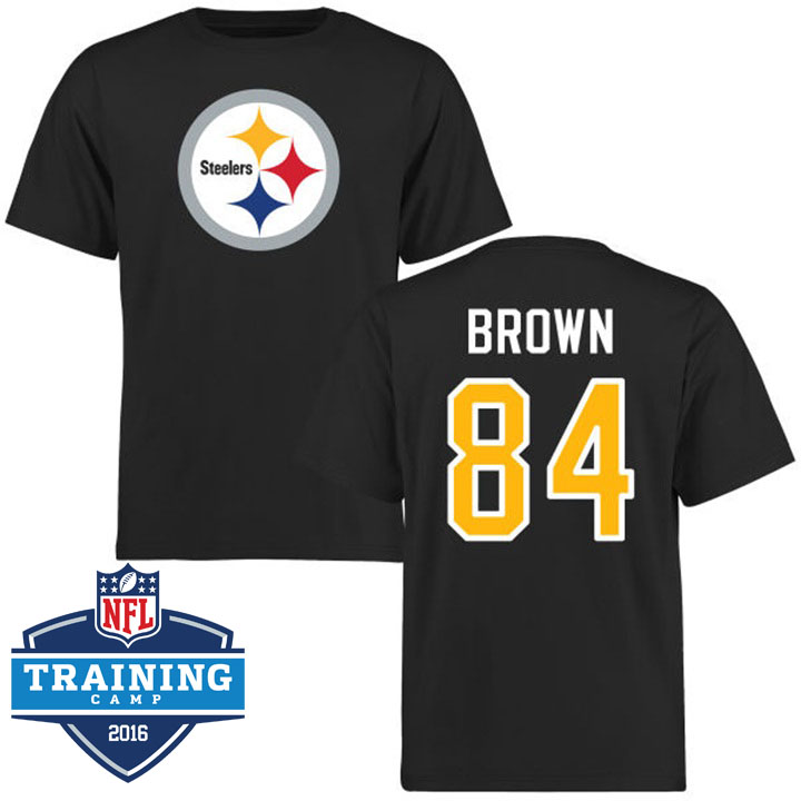 Pittsburgh Steelers #84 Antonio Brown Black Logo Name & Number T-shirt