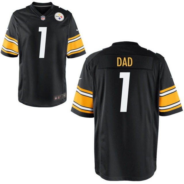 Pittsburgh Steelers Black Father's Day Gift Number 1 Dad Jersey